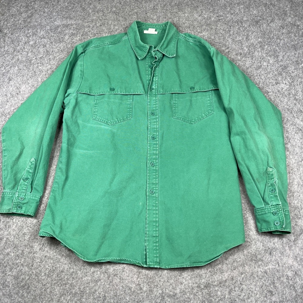 Vintage Cowboy Only Western Shirt Mens XL Rodeo Storm Yoke Back Canvas Green USA
